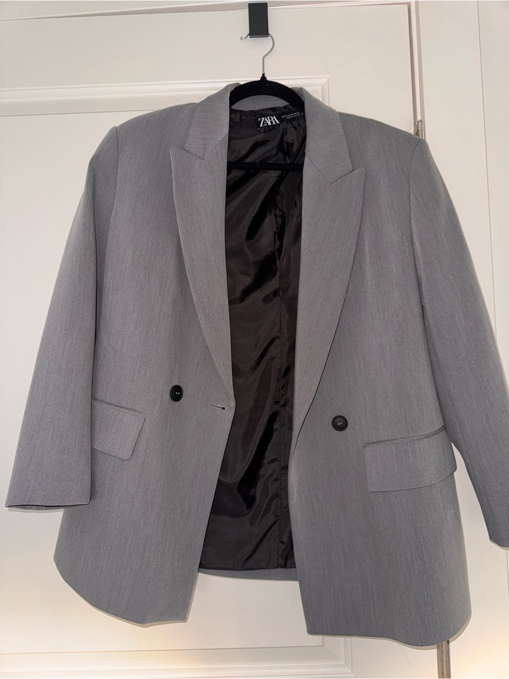 Zara Men's Light Gray Double-Breasted Sport Coat